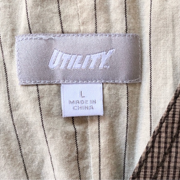 Vintage y2k Utility Dark Academia Brown Plaid Vest, Size L - Picture 5 of 7